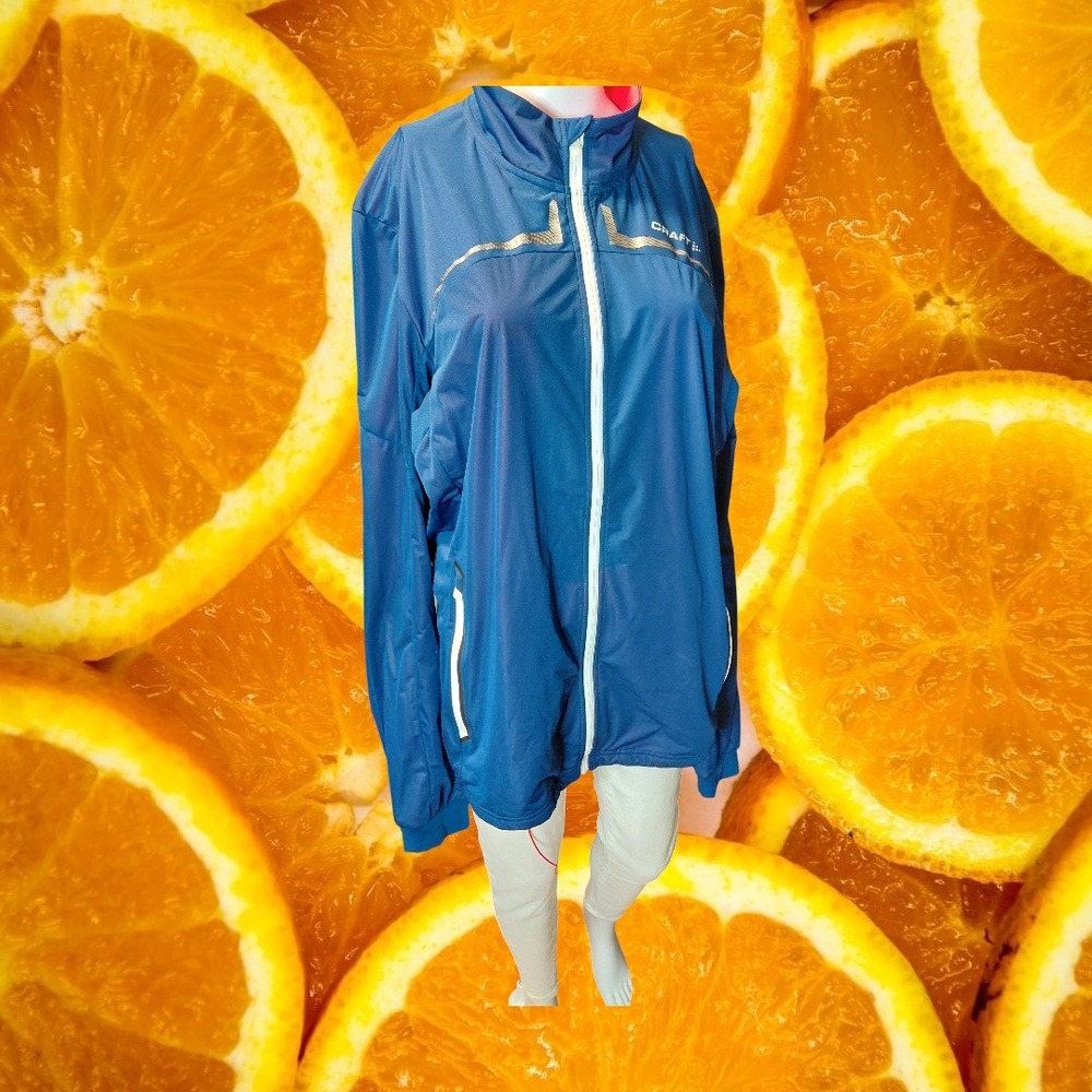 Craft Ventair Wind Running Jacket Mens XL Blue Full Zip Reflective Windbreaker‎